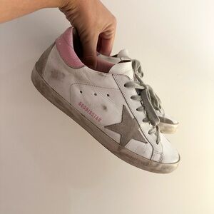 Golden Goose White/Pink Super-Star Sneakers